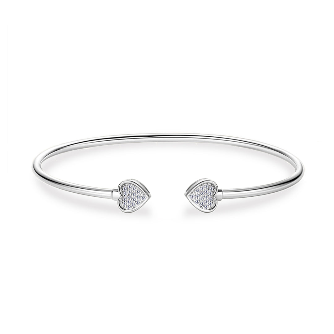Mia Double Heart Moissanite Cuff Bracelet