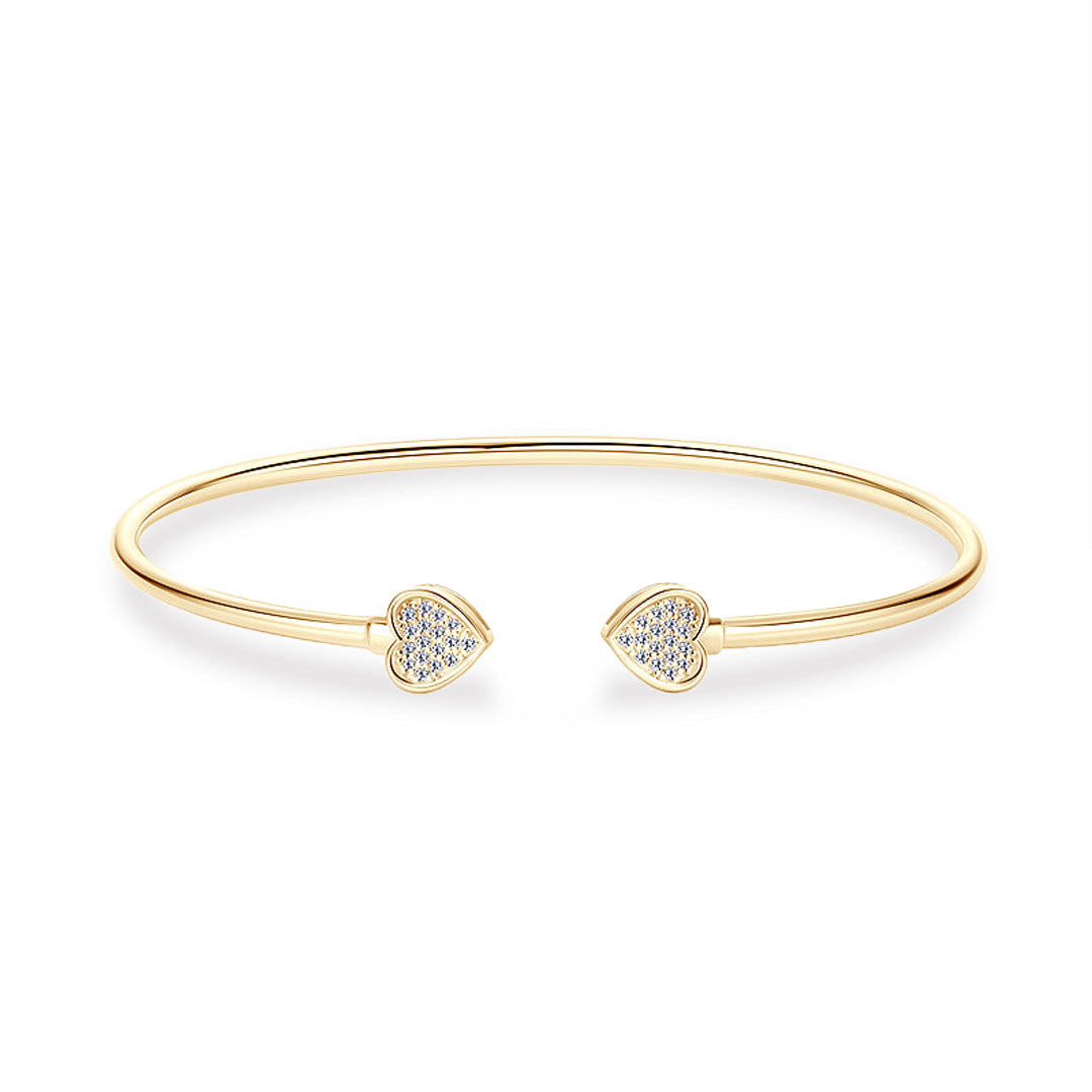 Mia Double Heart Moissanite Cuff Bracelet