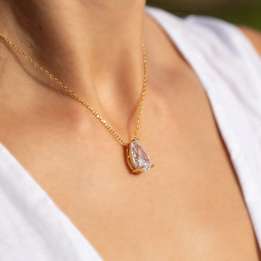 Elysian Pear-Cut Moissanite Solitaire Pendant