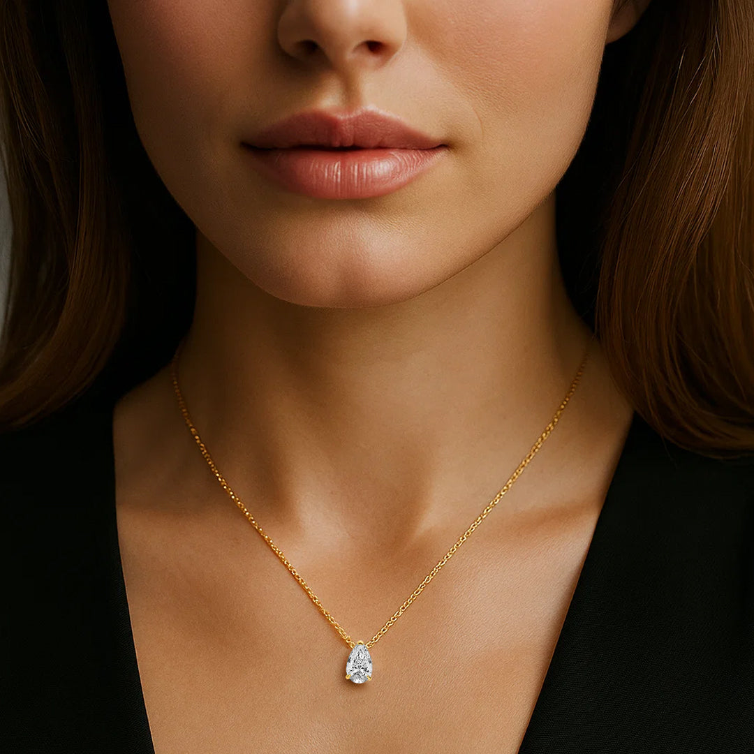 Elysian Pear-Cut Moissanite Solitaire Pendant