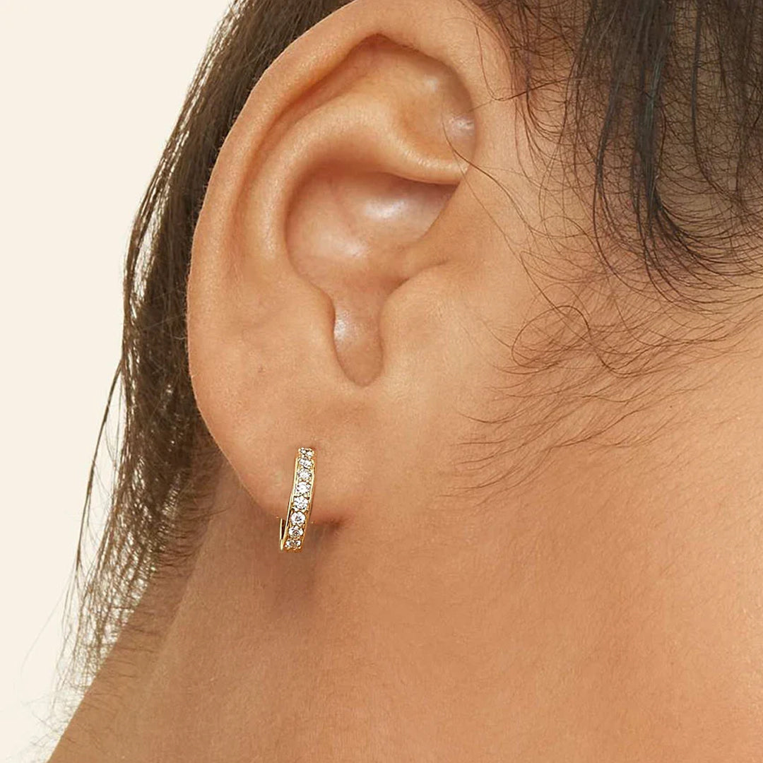 Channel-Set Hoop Moissanite Earrings