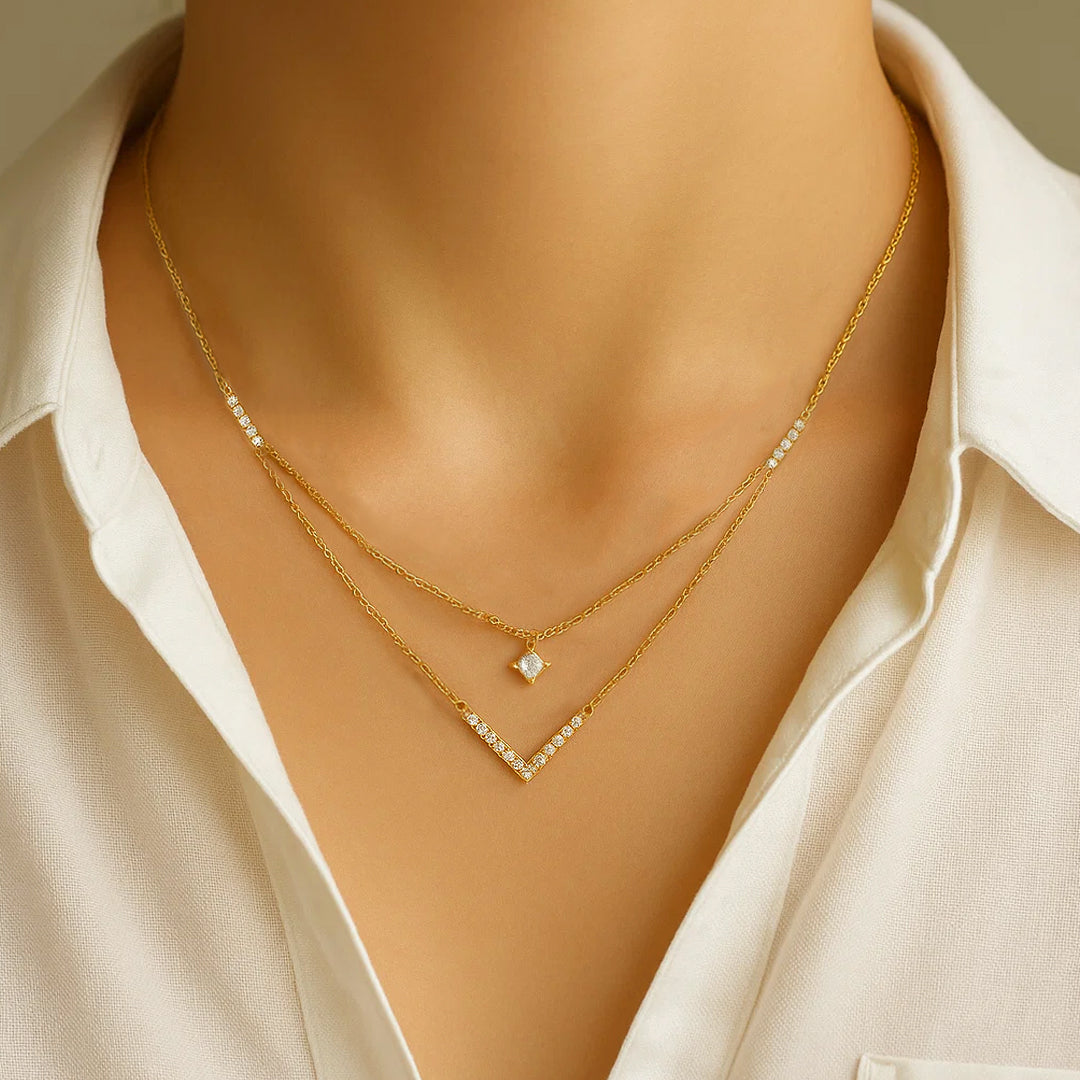 Calla Layered Moissanite  Necklace