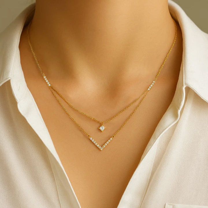 Calla Layered Moissanite  Necklace