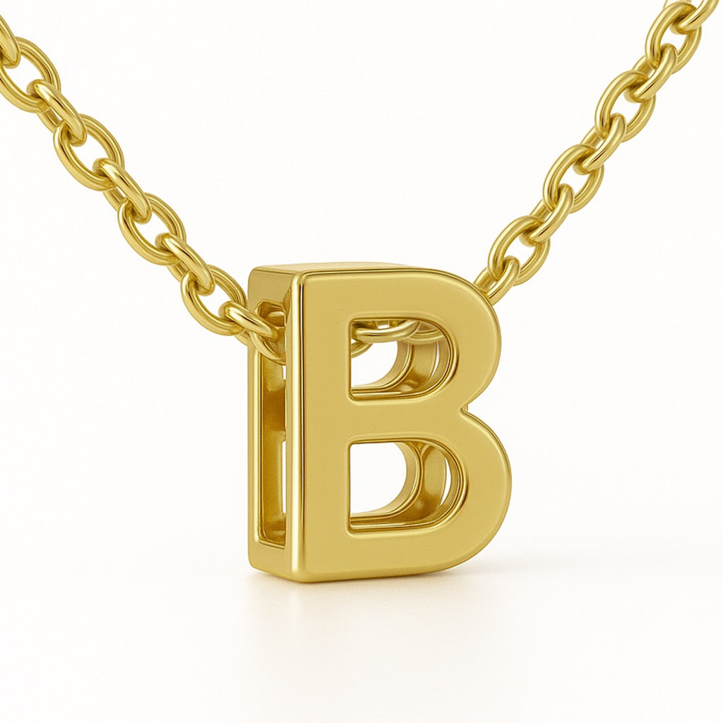 Minimalist Initial Letter A to Z Pendant and Necklace