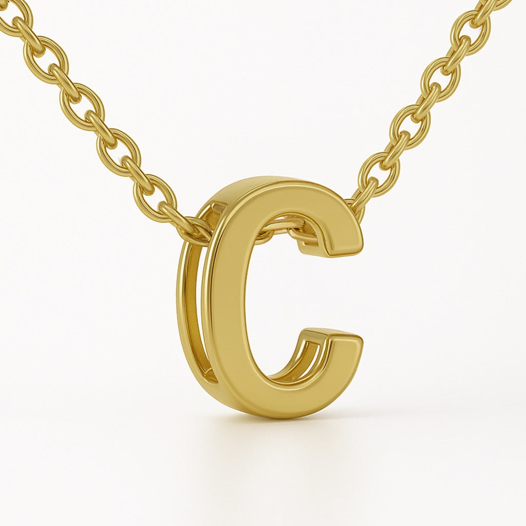 Minimalist Initial Letter A to Z Pendant and Necklace