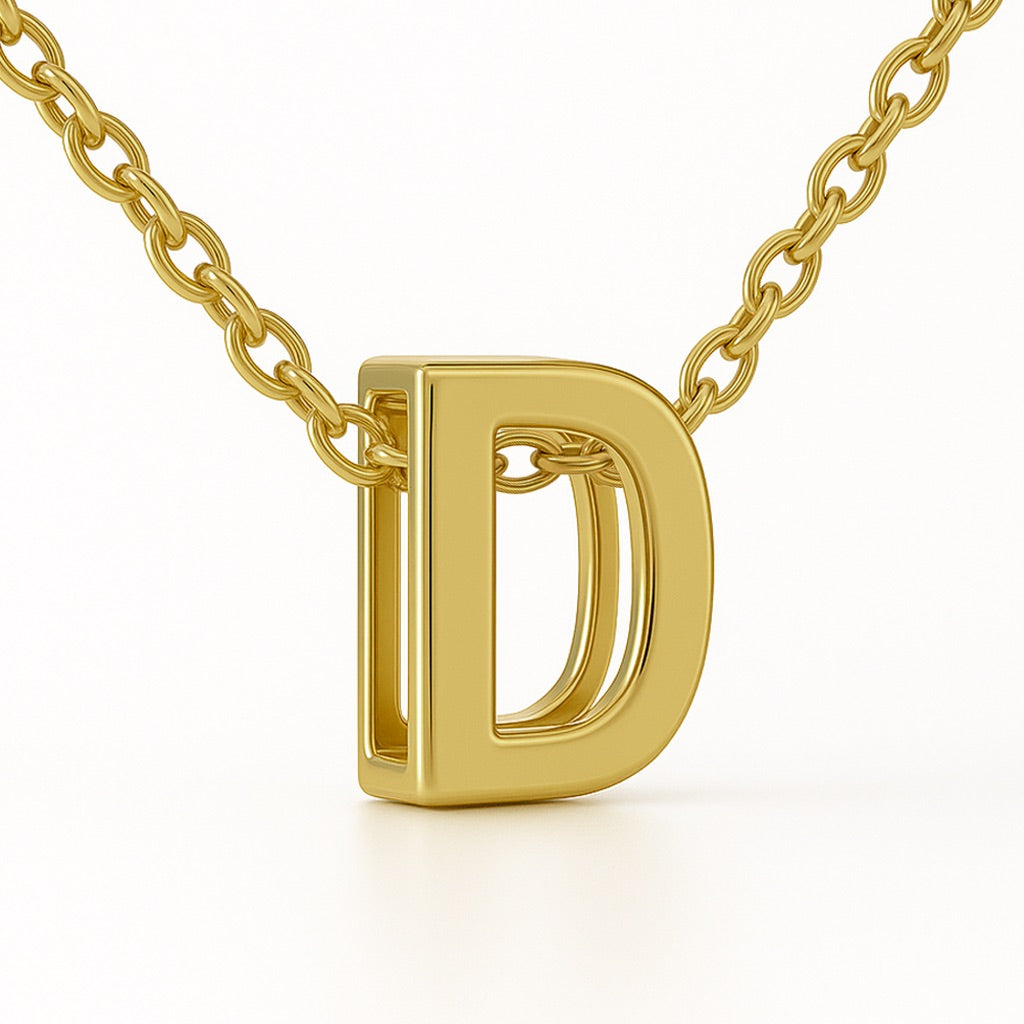 Minimalist Initial Letter A to Z Pendant and Necklace