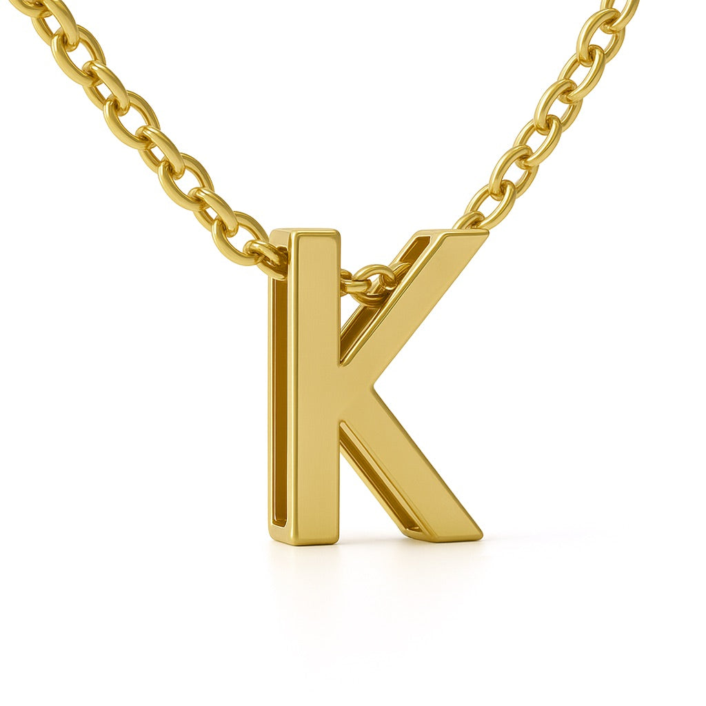 Minimalist Initial Letter A to Z Pendant and Necklace