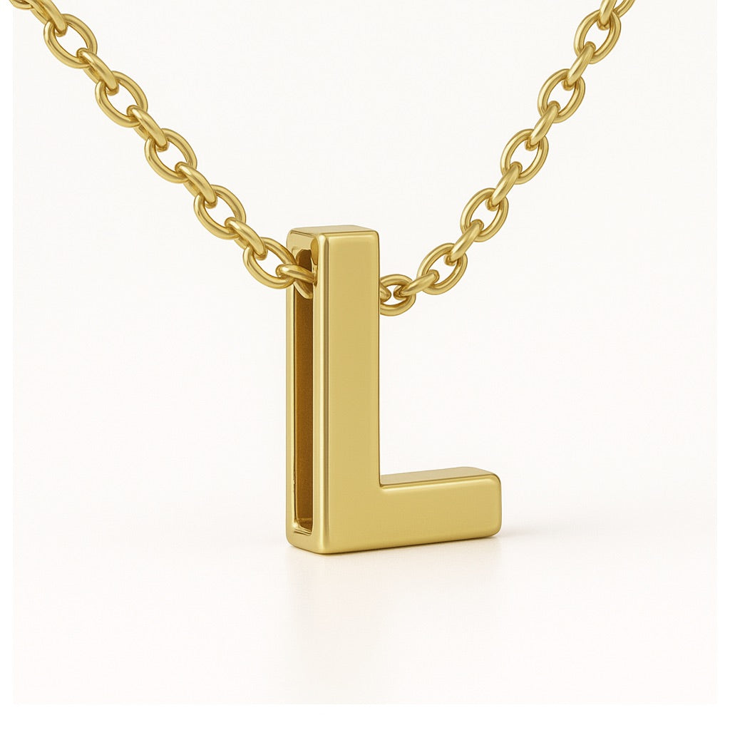 Minimalist Initial Letter A to Z Pendant and Necklace