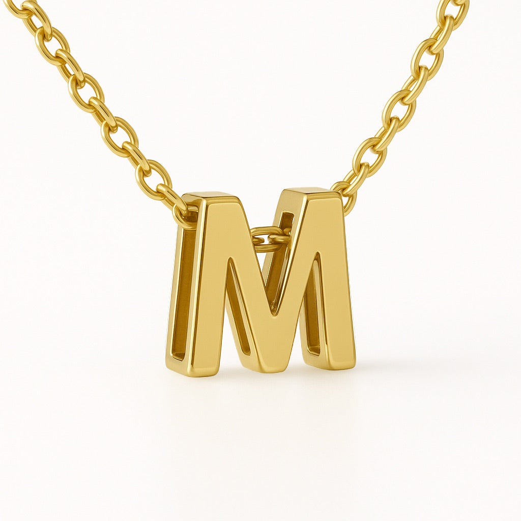Minimalist Initial Letter A to Z Pendant and Necklace