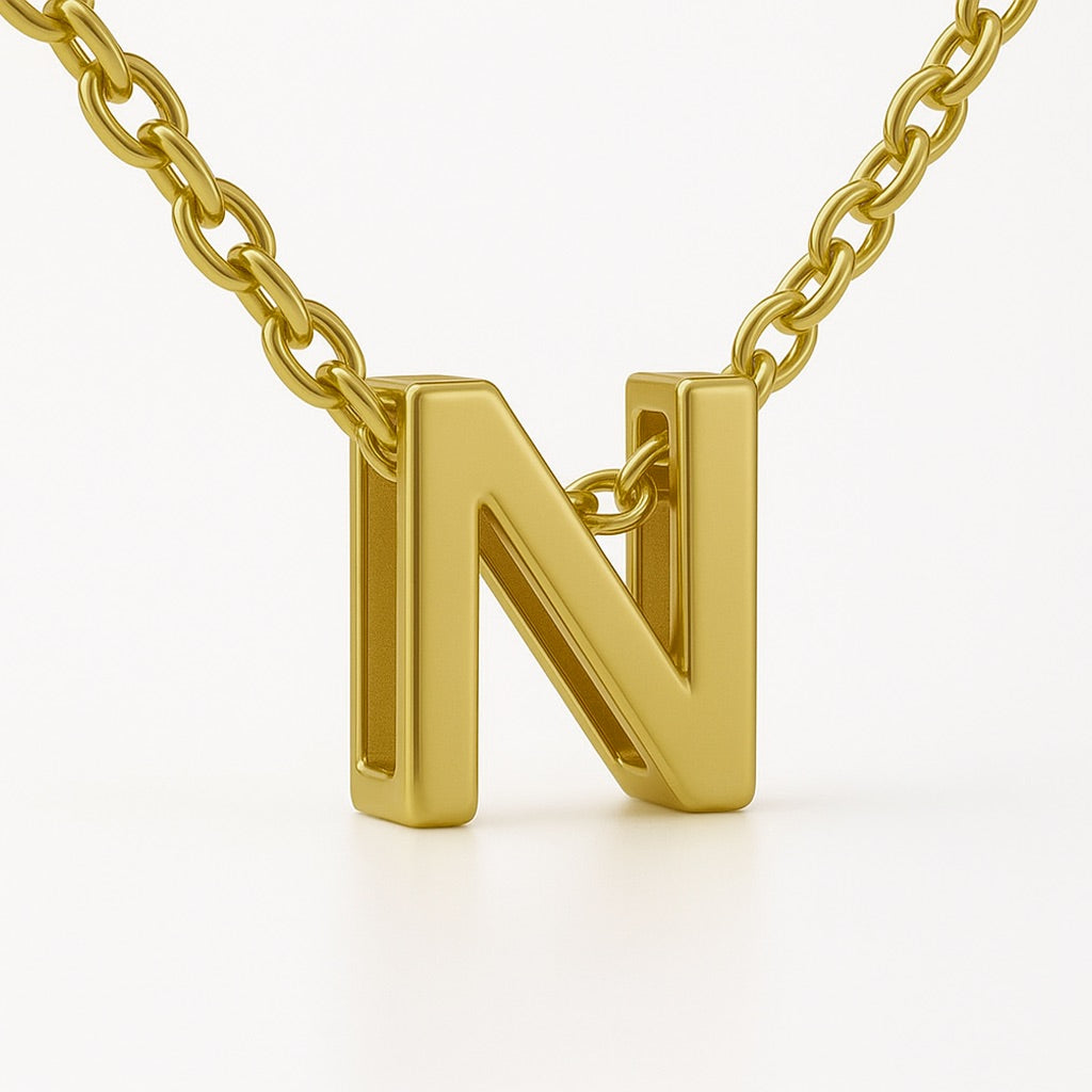 Minimalist Initial Letter A to Z Pendant and Necklace