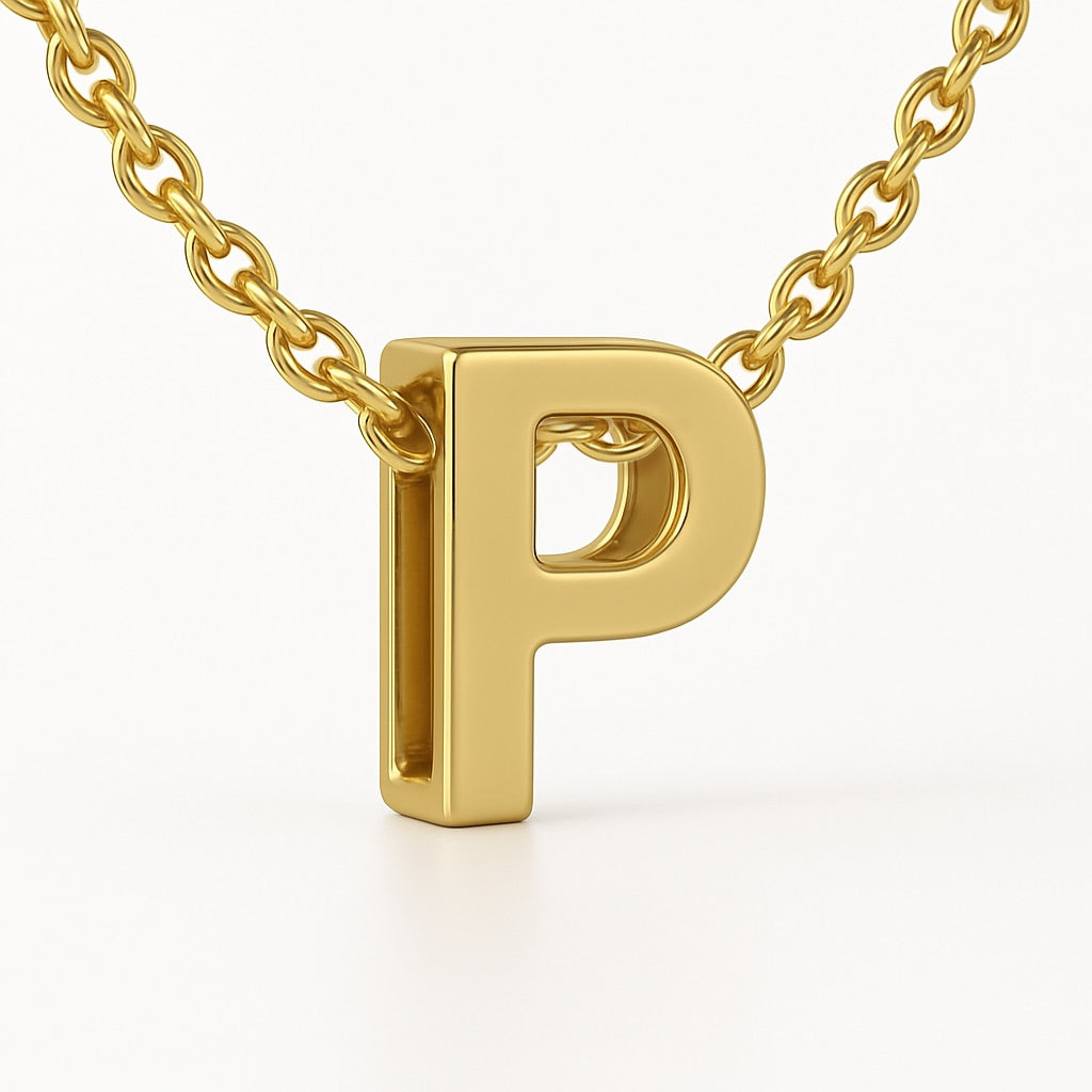 Minimalist Initial Letter A to Z Pendant and Necklace