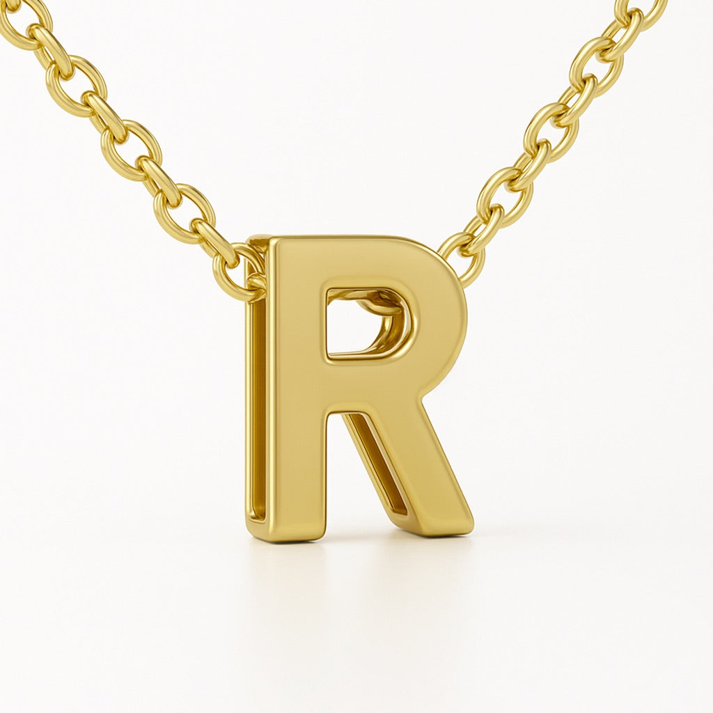 Minimalist Initial Letter A to Z Pendant and Necklace