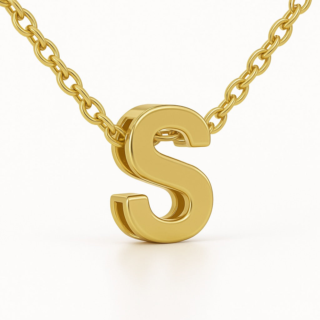 Minimalist Initial Letter A to Z Pendant and Necklace