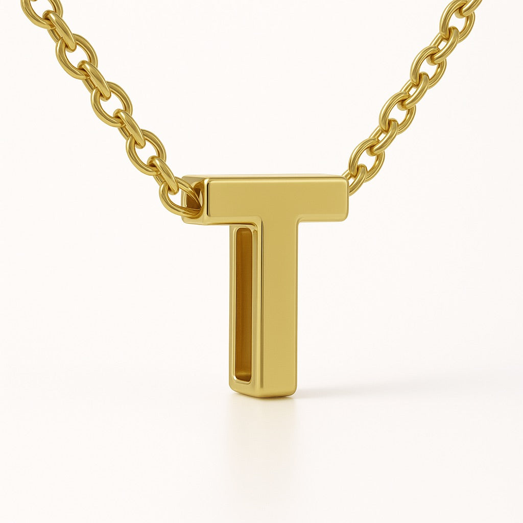 Minimalist Initial Letter A to Z Pendant and Necklace