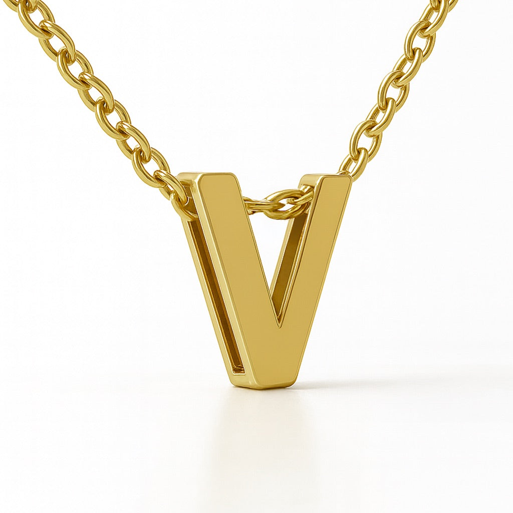 Minimalist Initial Letter A to Z Pendant and Necklace