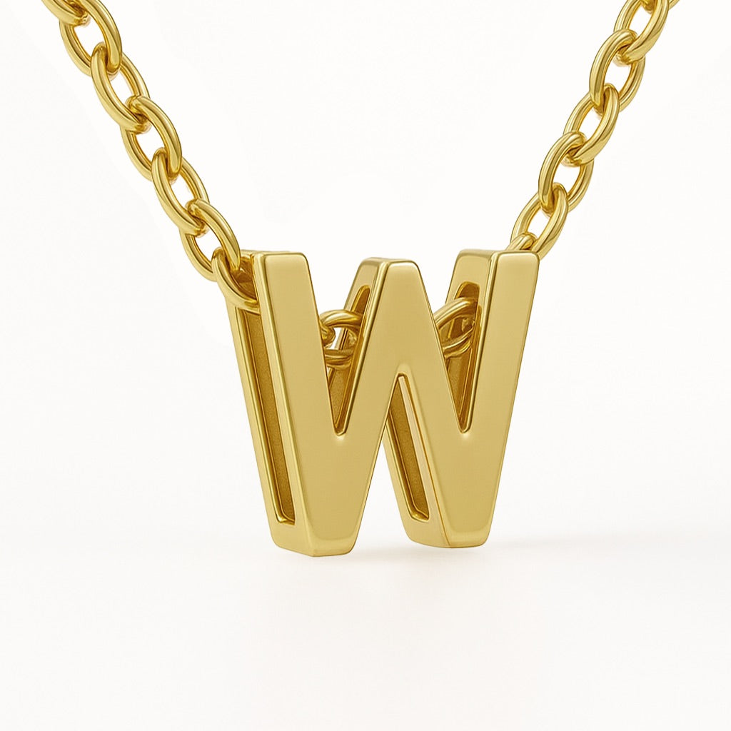 Minimalist Initial Letter A to Z Pendant and Necklace