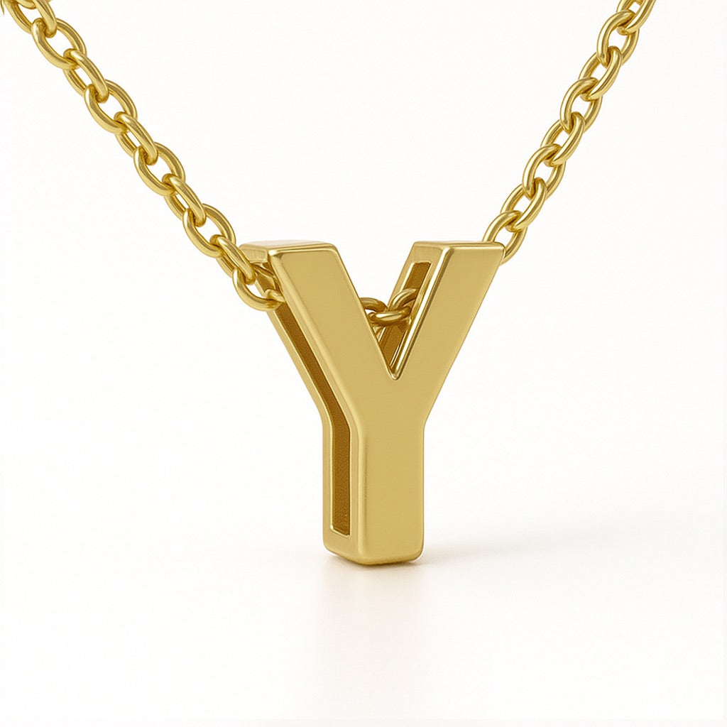 Minimalist Initial Letter A to Z Pendant and Necklace