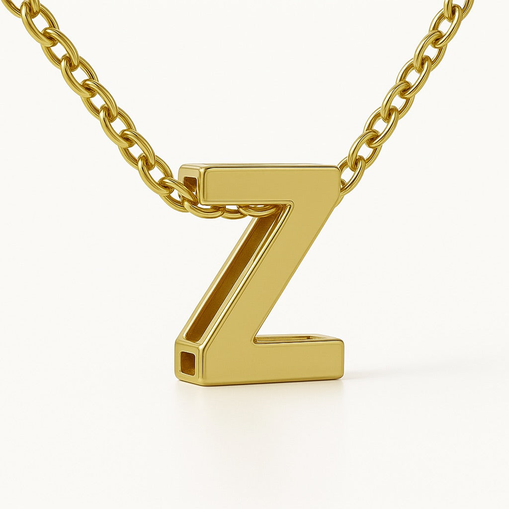 Minimalist Initial Letter A to Z Pendant and Necklace
