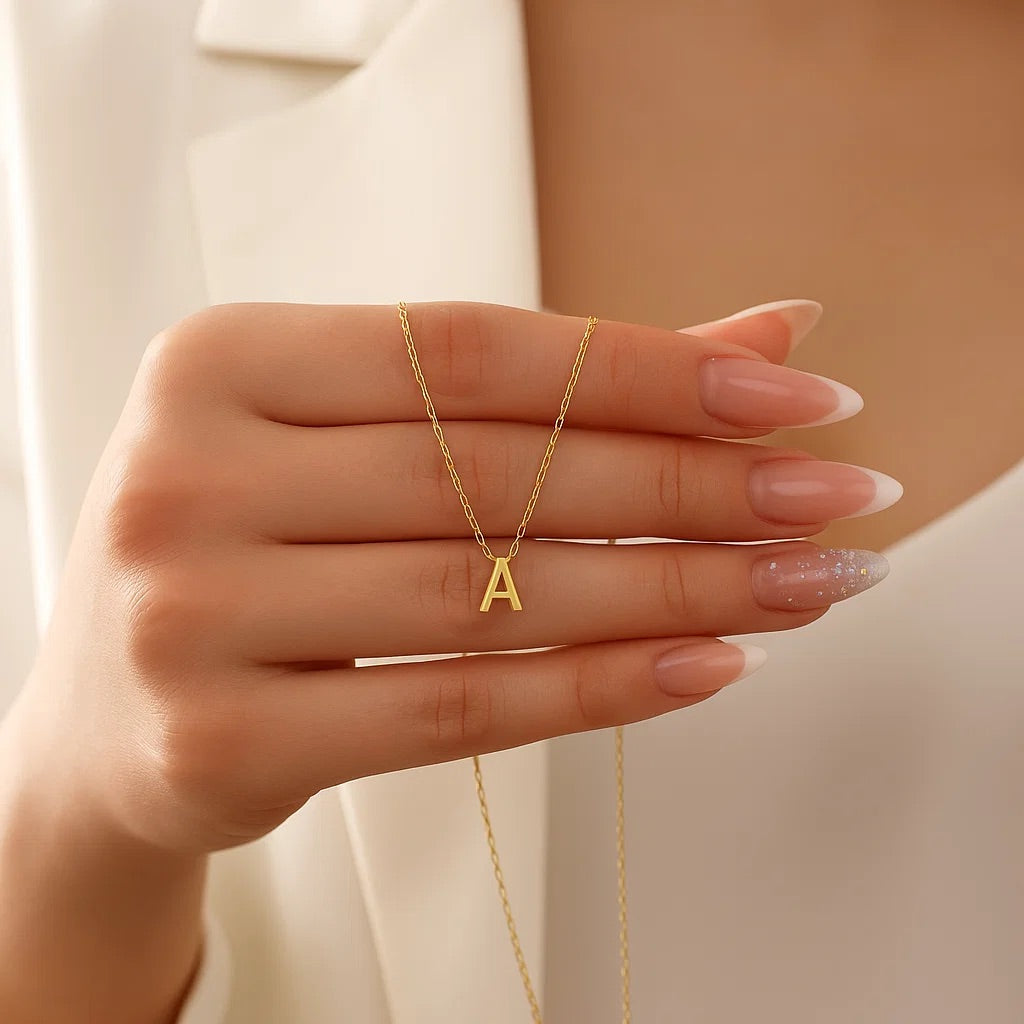 Minimalist Initial Letter A to Z Pendant and Necklace