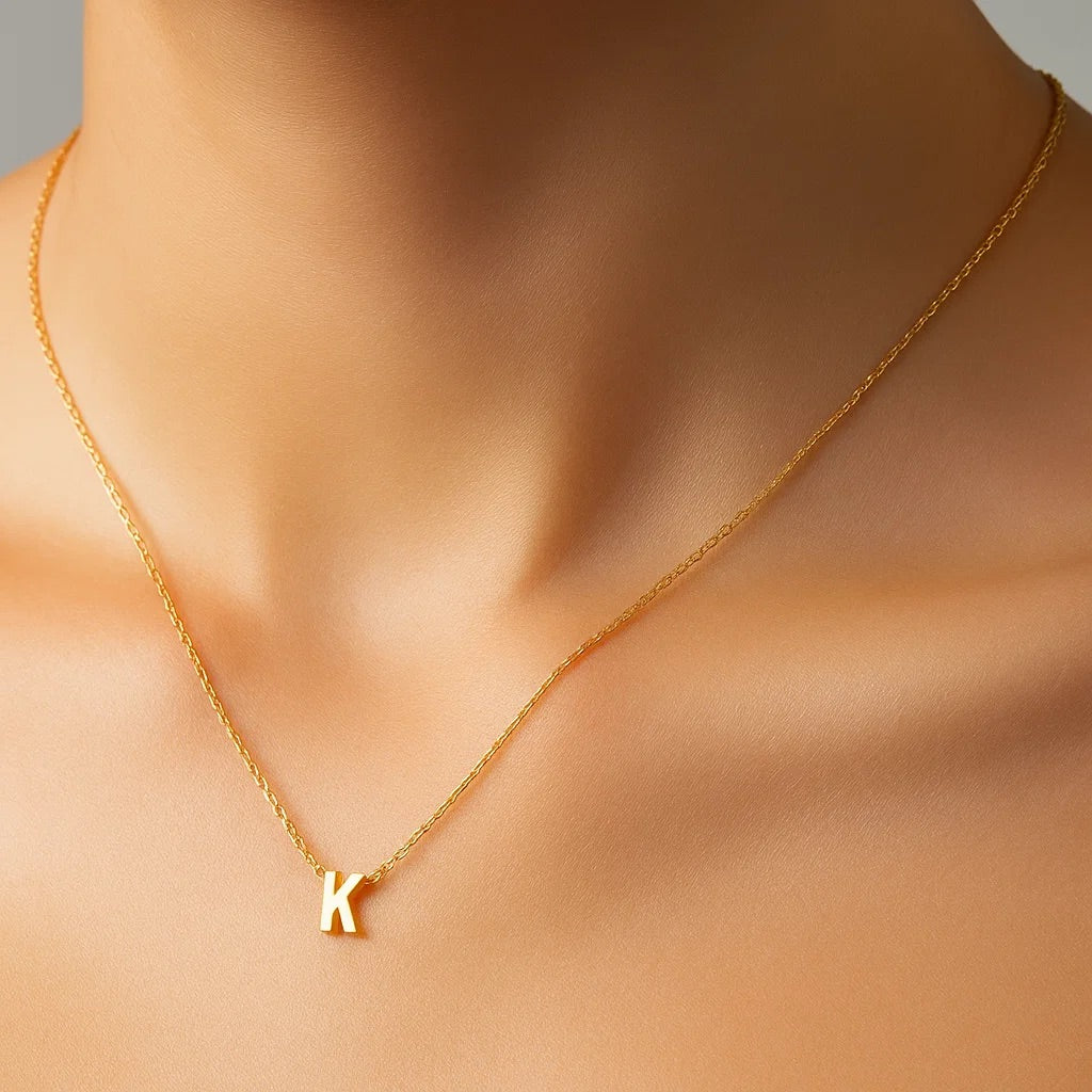 Minimalist Initial Letter A to Z Pendant and Necklace