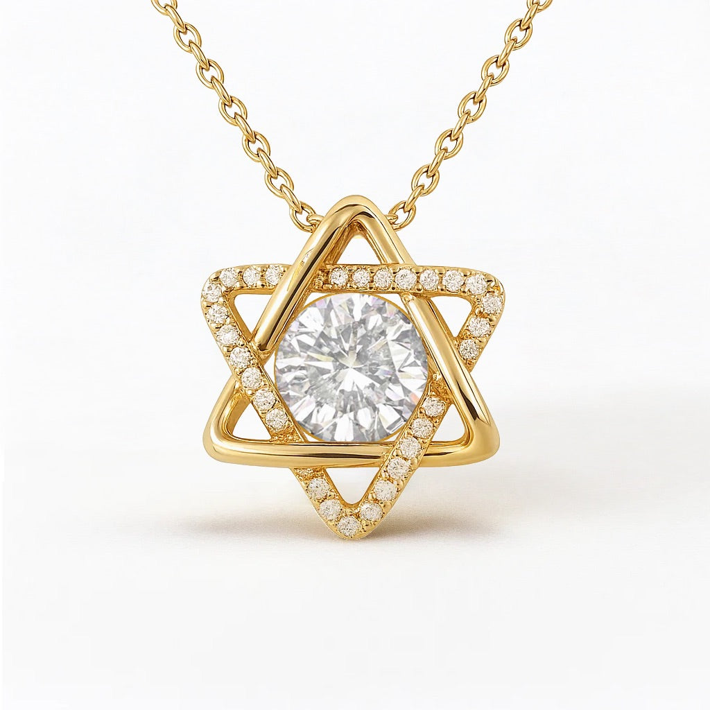Star Of David Dancing Moissanite Necklace