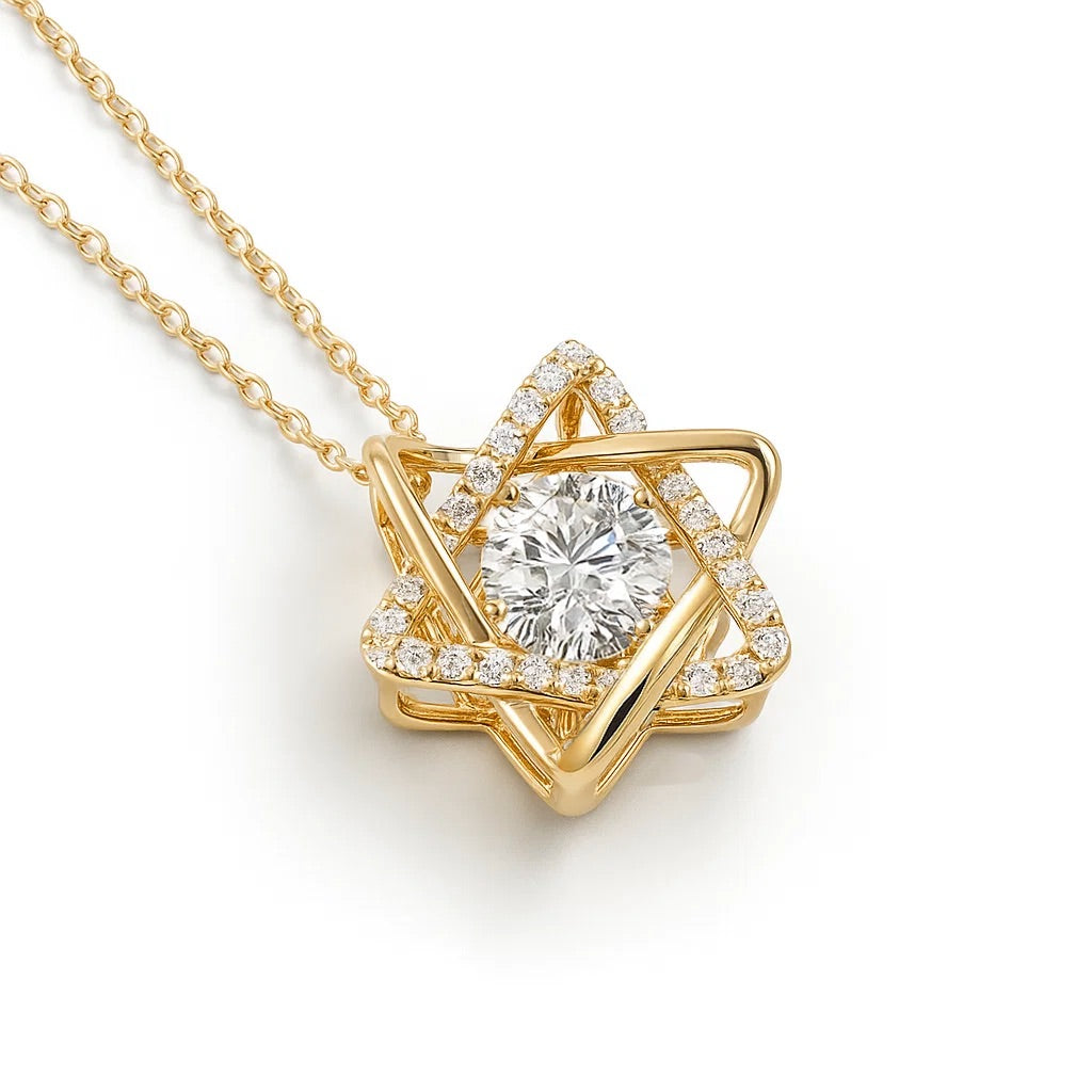 Star Of David Dancing Moissanite Necklace