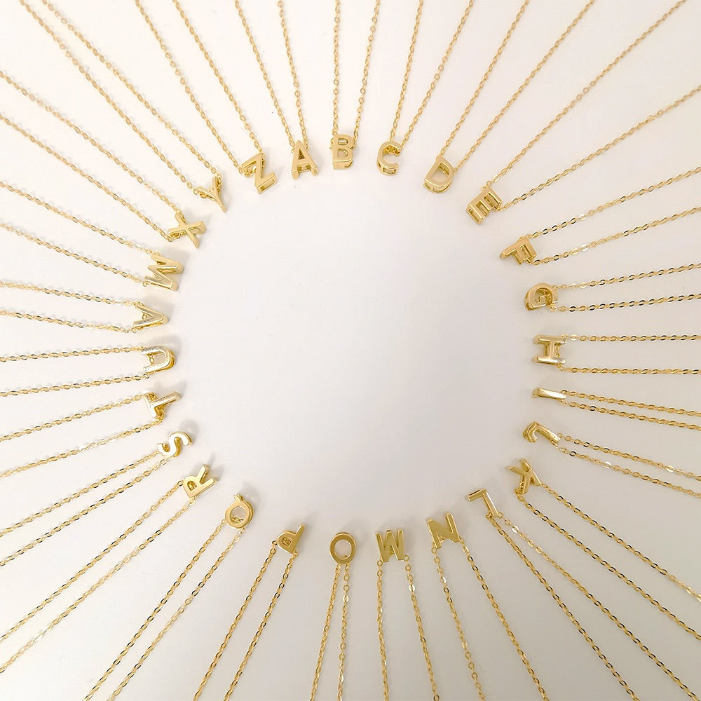 Minimalist Initial Letter A to Z Pendant and Necklace