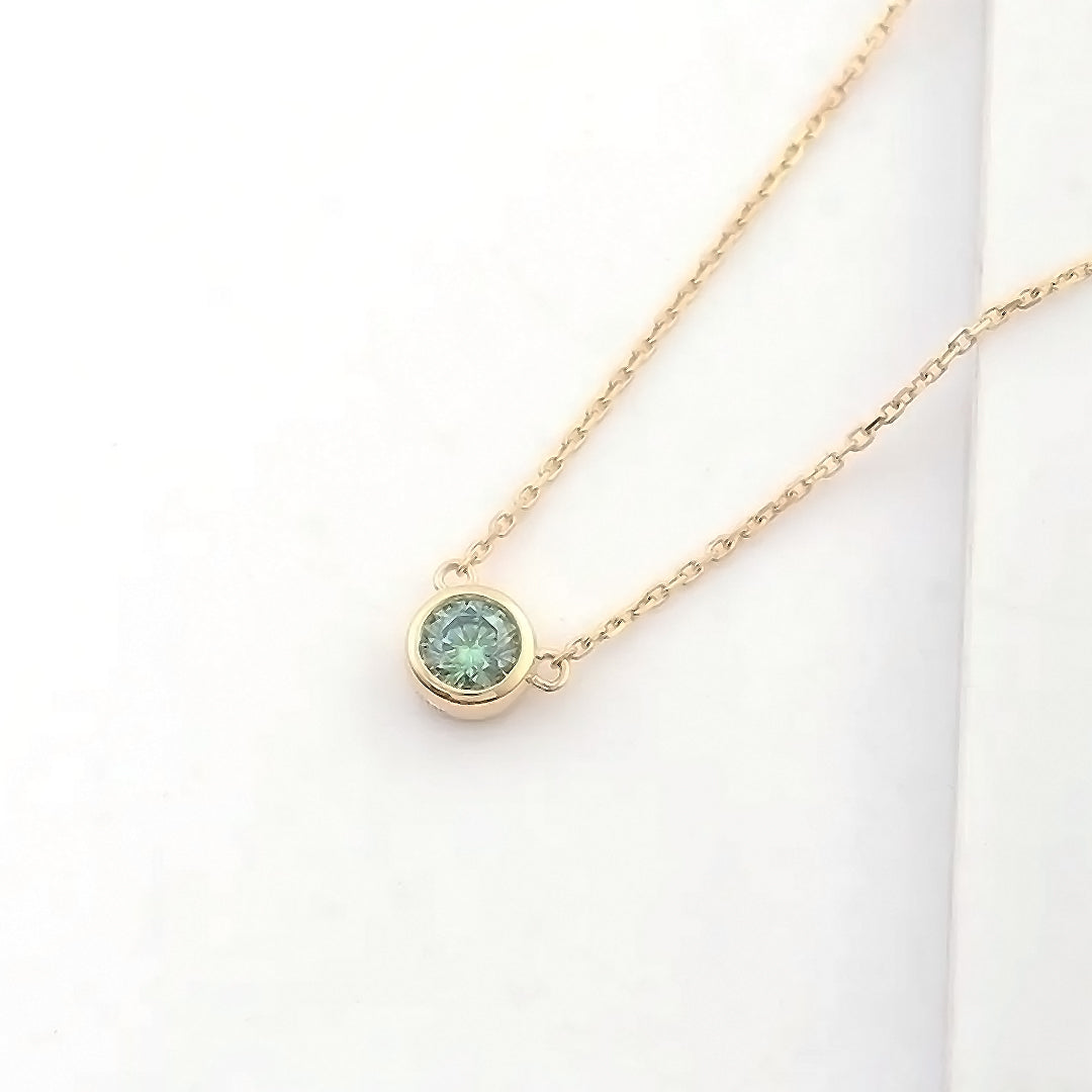 Verdora Solitaire Green Moissanite Necklace