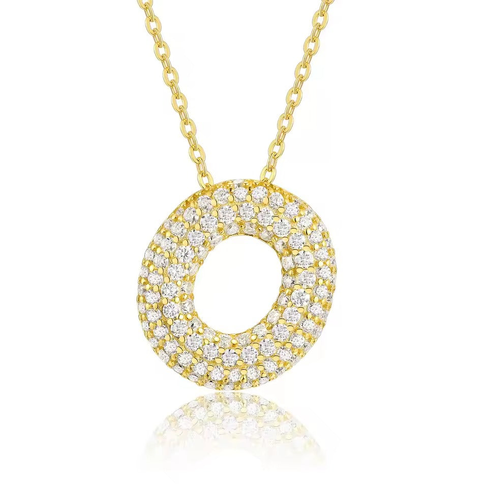 Bling Bubble Initial Letter Moissanite Necklace