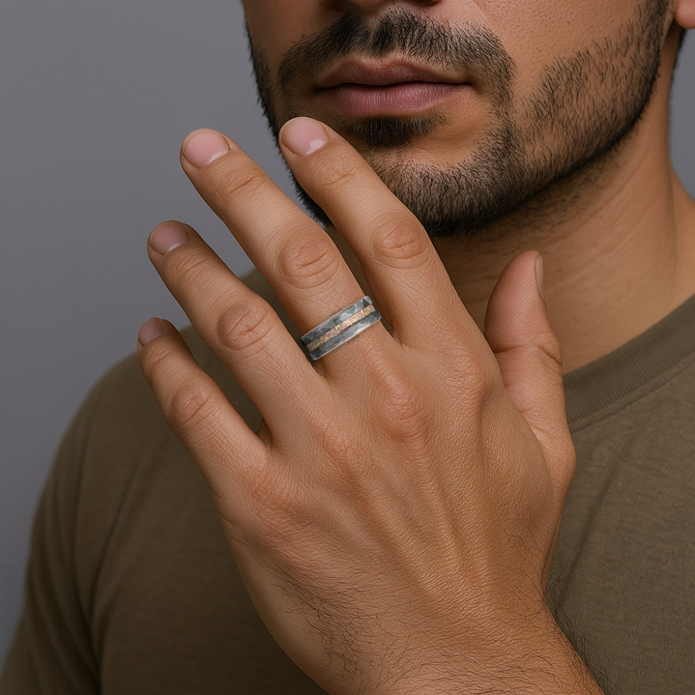 The Opal Walk Tungsten Ring For Men