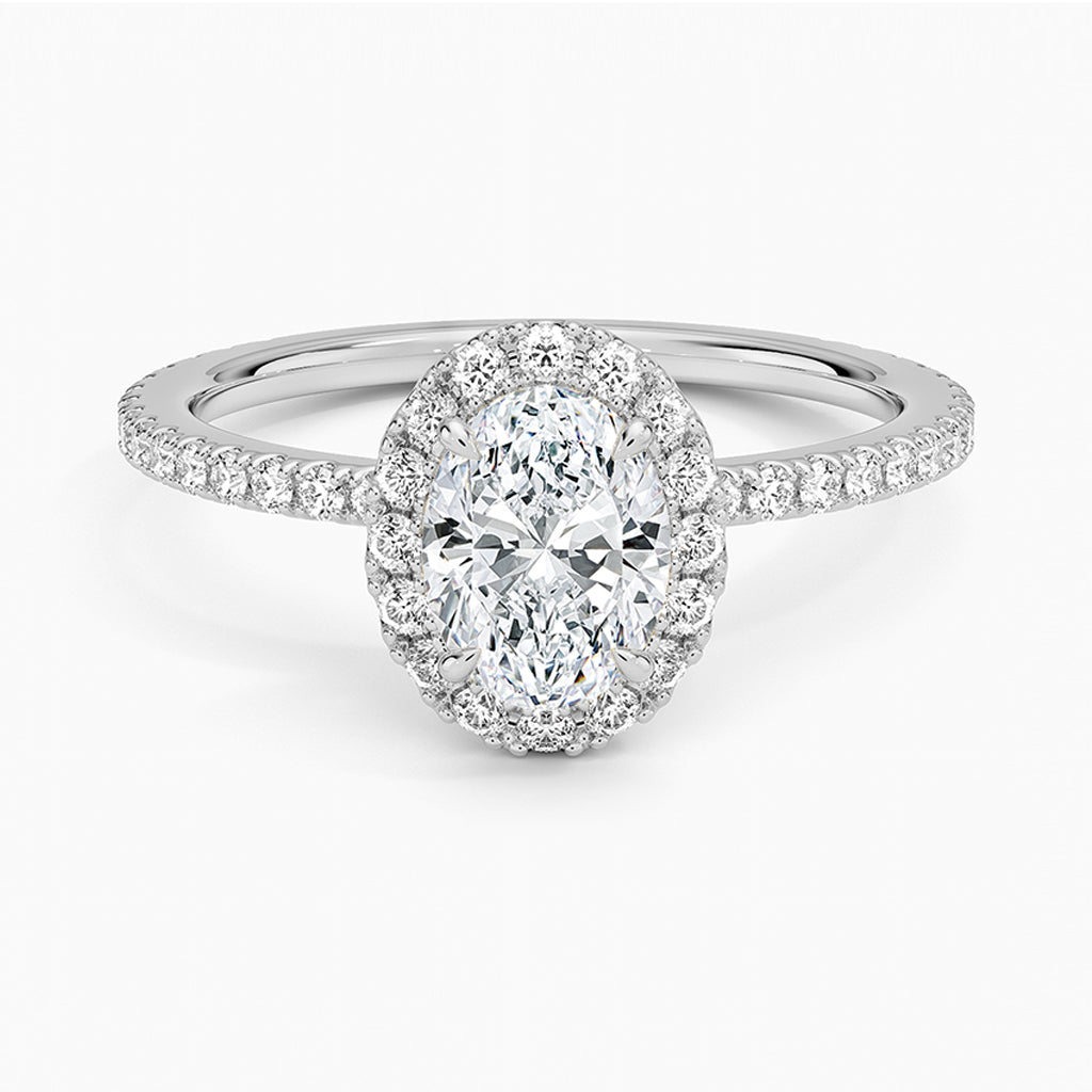 Celeste Oval-Cut Pavé Moissanite Halo Ring