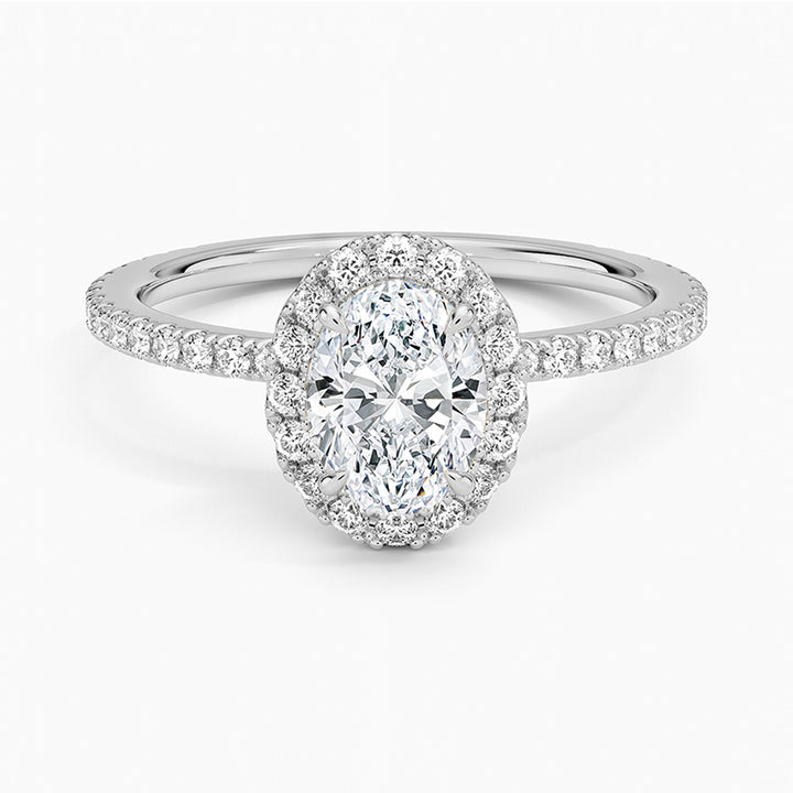 Celeste Oval-Cut Pavé Moissanite Halo Ring