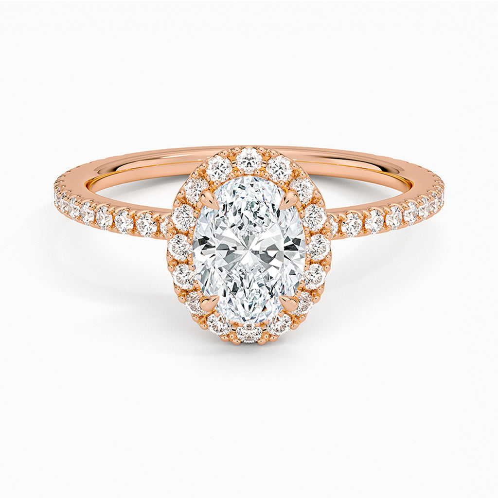 Celeste Oval-Cut Pavé Moissanite Halo Ring