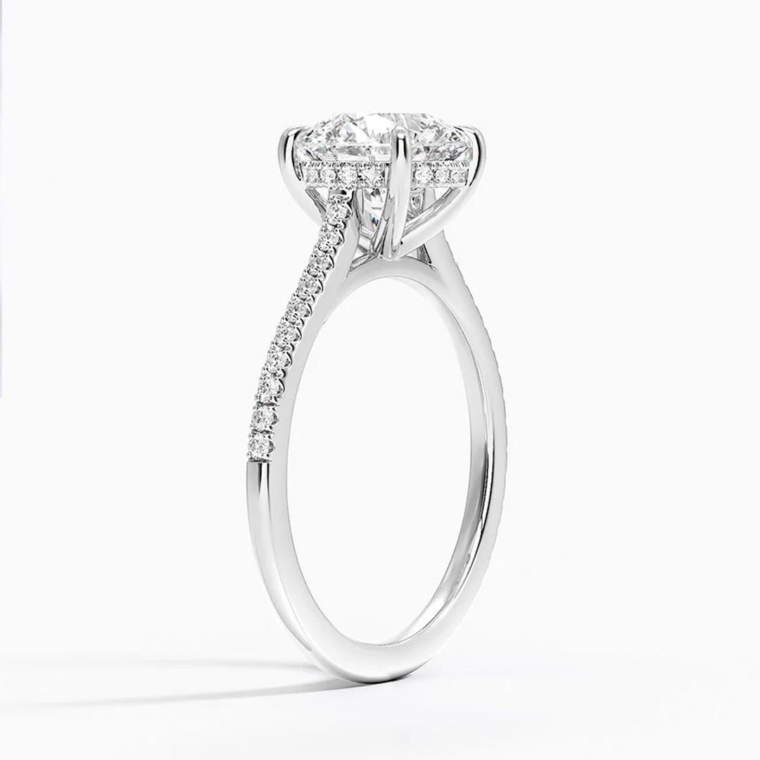Lysandra Oval-Cut Pavé Moissanite Halo Ring