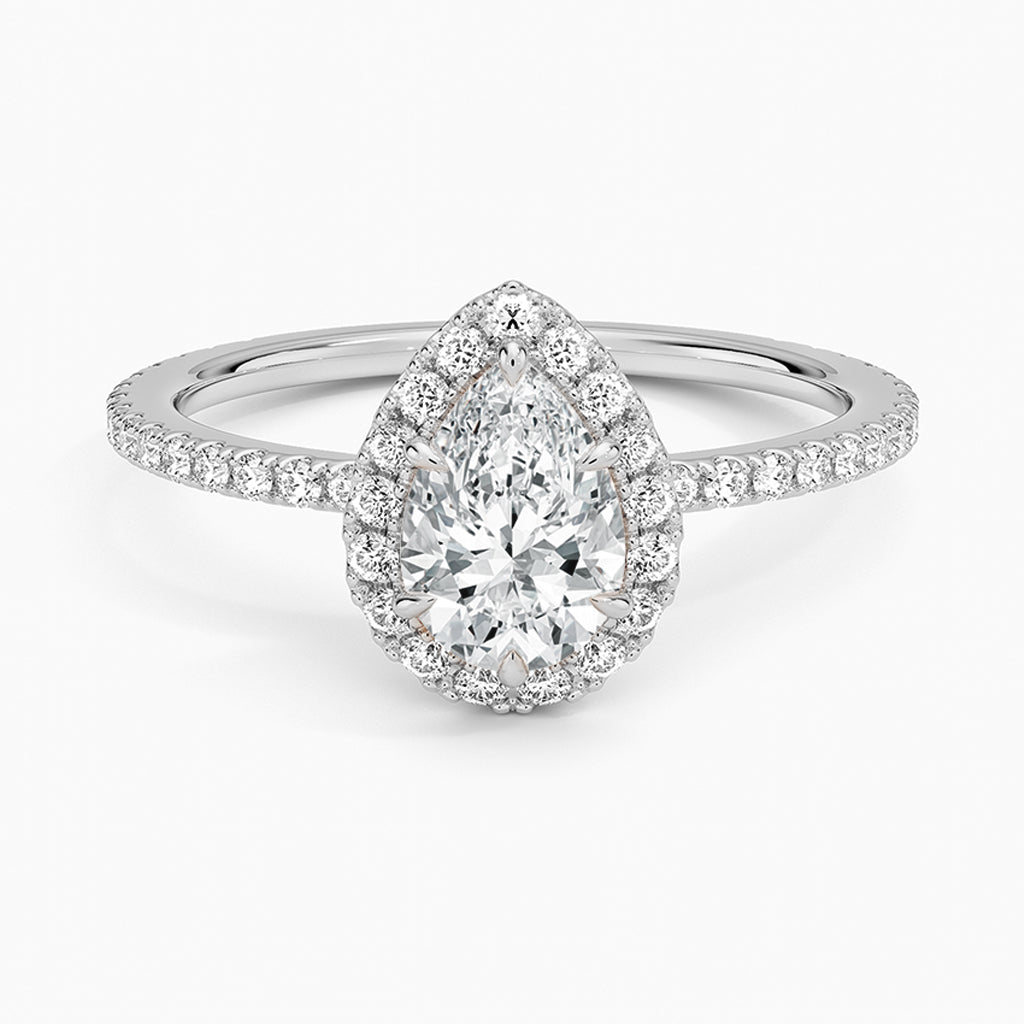Josie Pear-Cut Pavé Moissanite Halo Ring