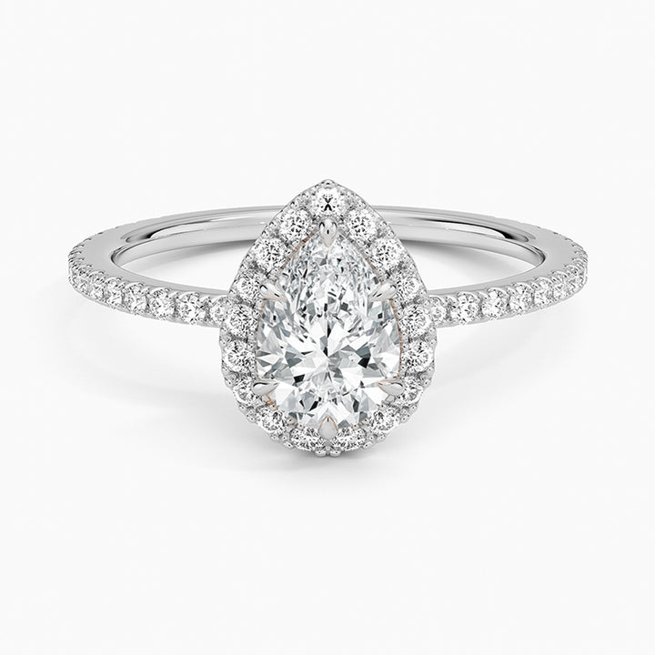 Josie Pear-Cut Pavé Moissanite Halo Ring