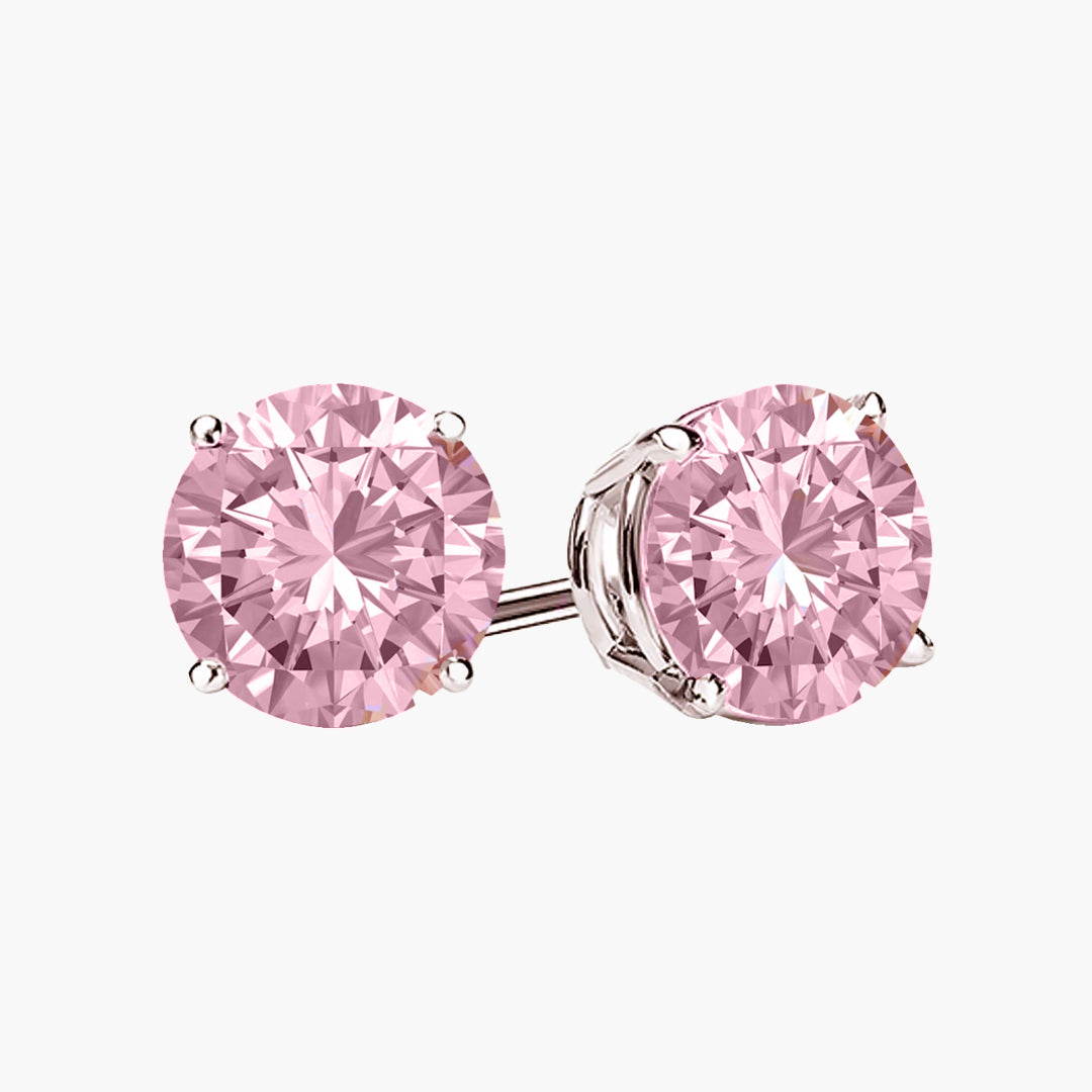 Rosavelle Pink Moissanite Stud Earrings