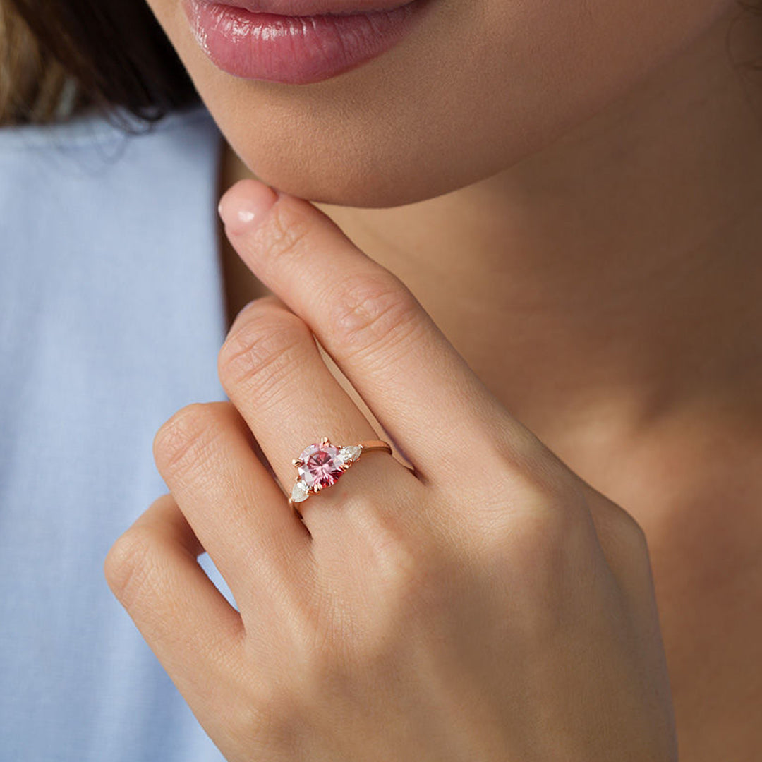 Peony Pink Moissanite Ring