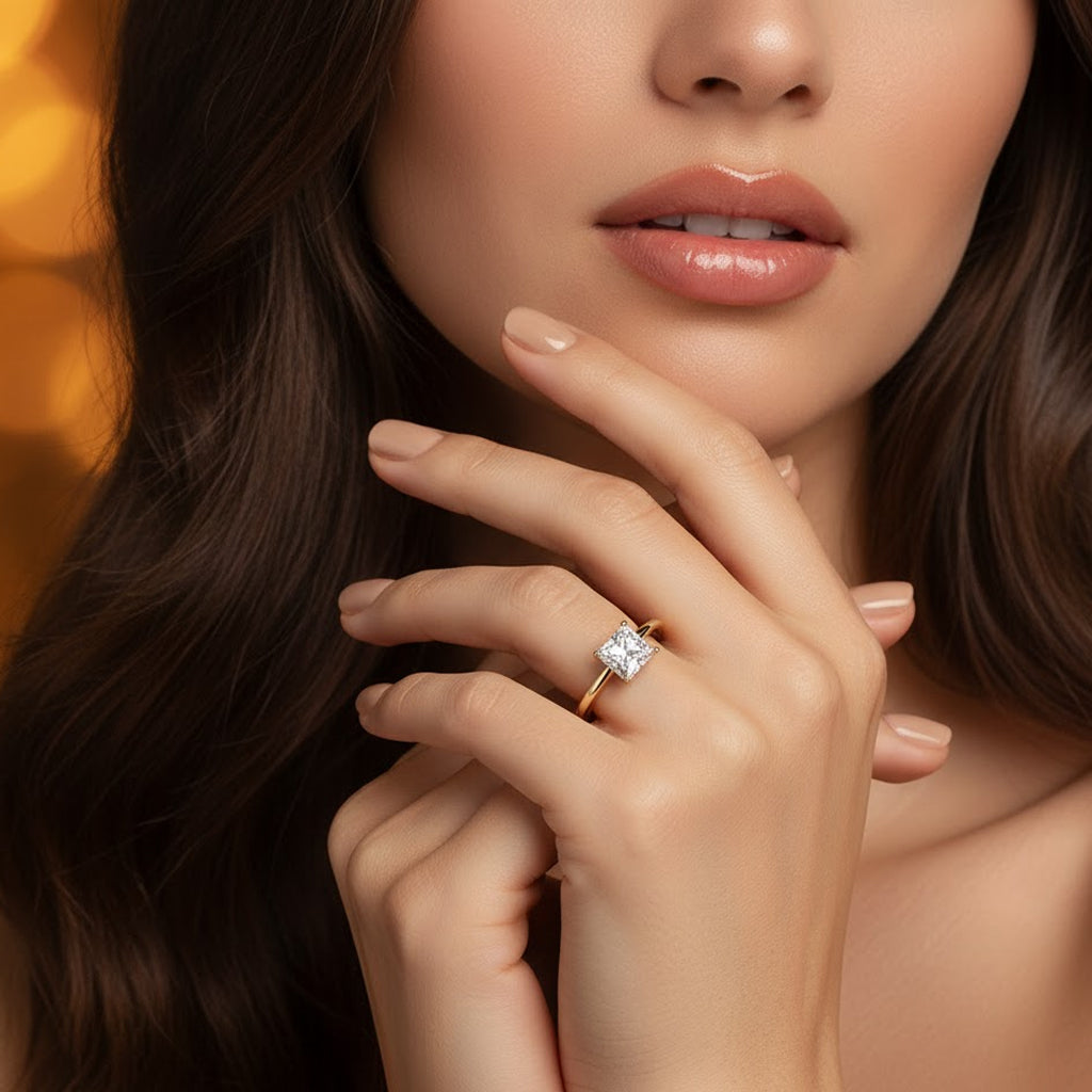 Aria Princess-Cut Hidden Halo Lab Diamond Ring