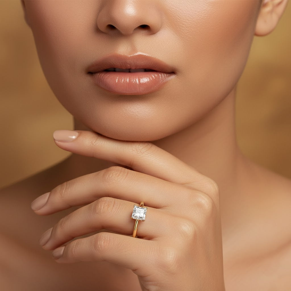 Aria Princess-Cut Hidden Halo Lab Diamond Ring