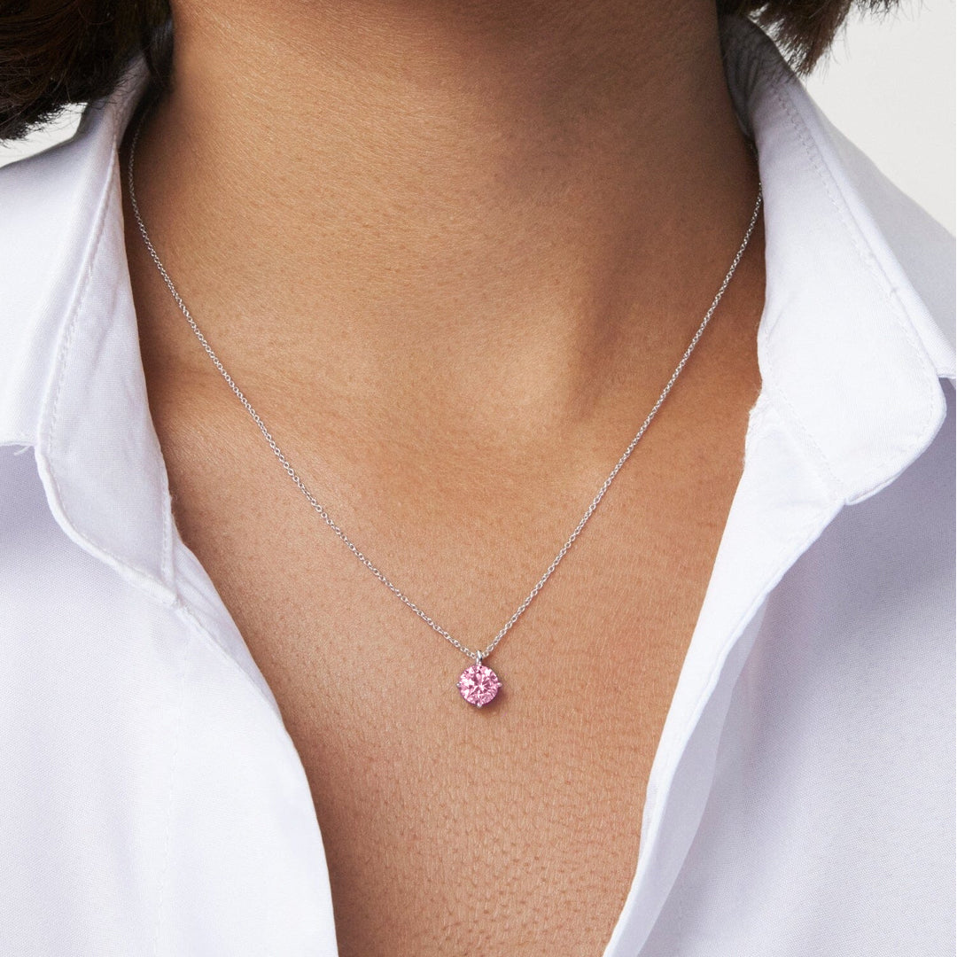 Rosavelle Solitaire Pink Moissanite Pendant Necklace