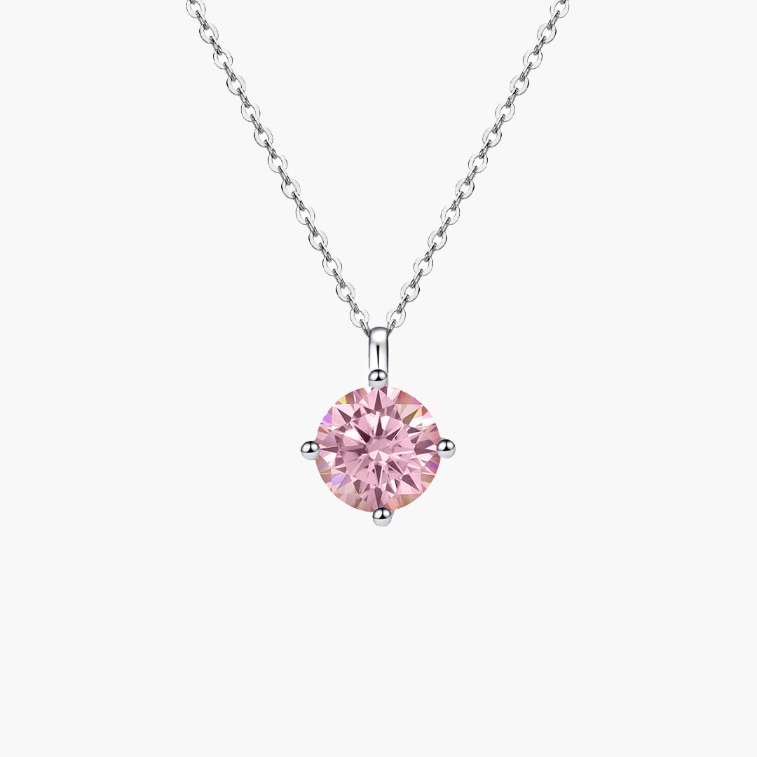 Rosavelle Solitaire Pink Moissanite Pendant Necklace