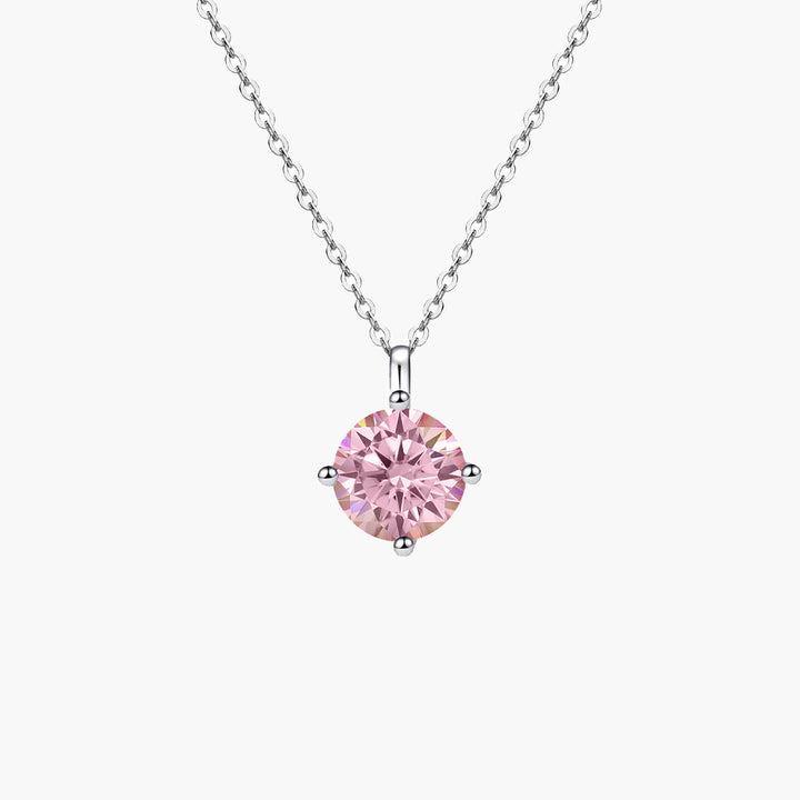 Rosavelle Solitaire Pink Moissanite Pendant Necklace