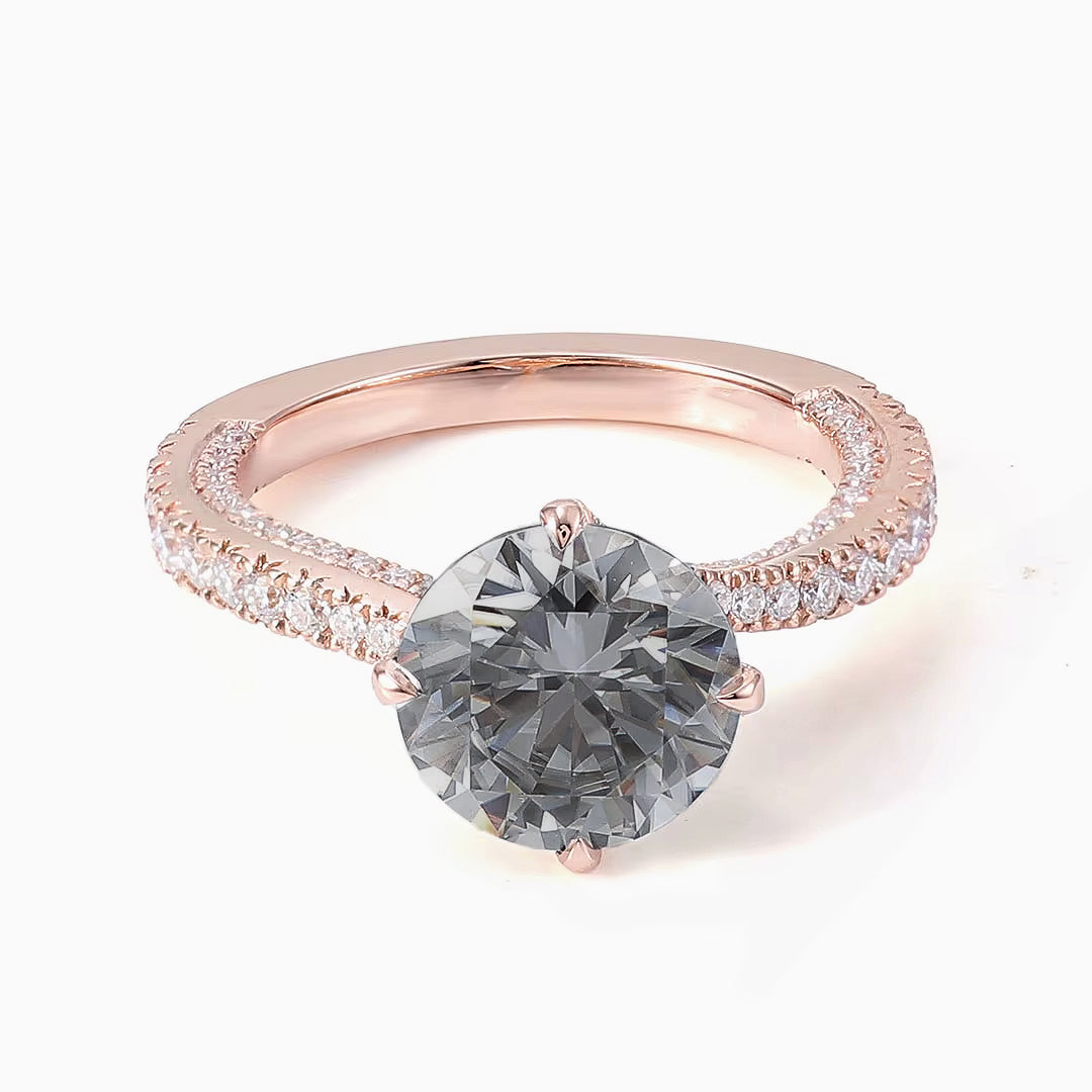 Ember Grey Moissanite Round-Cut Ring