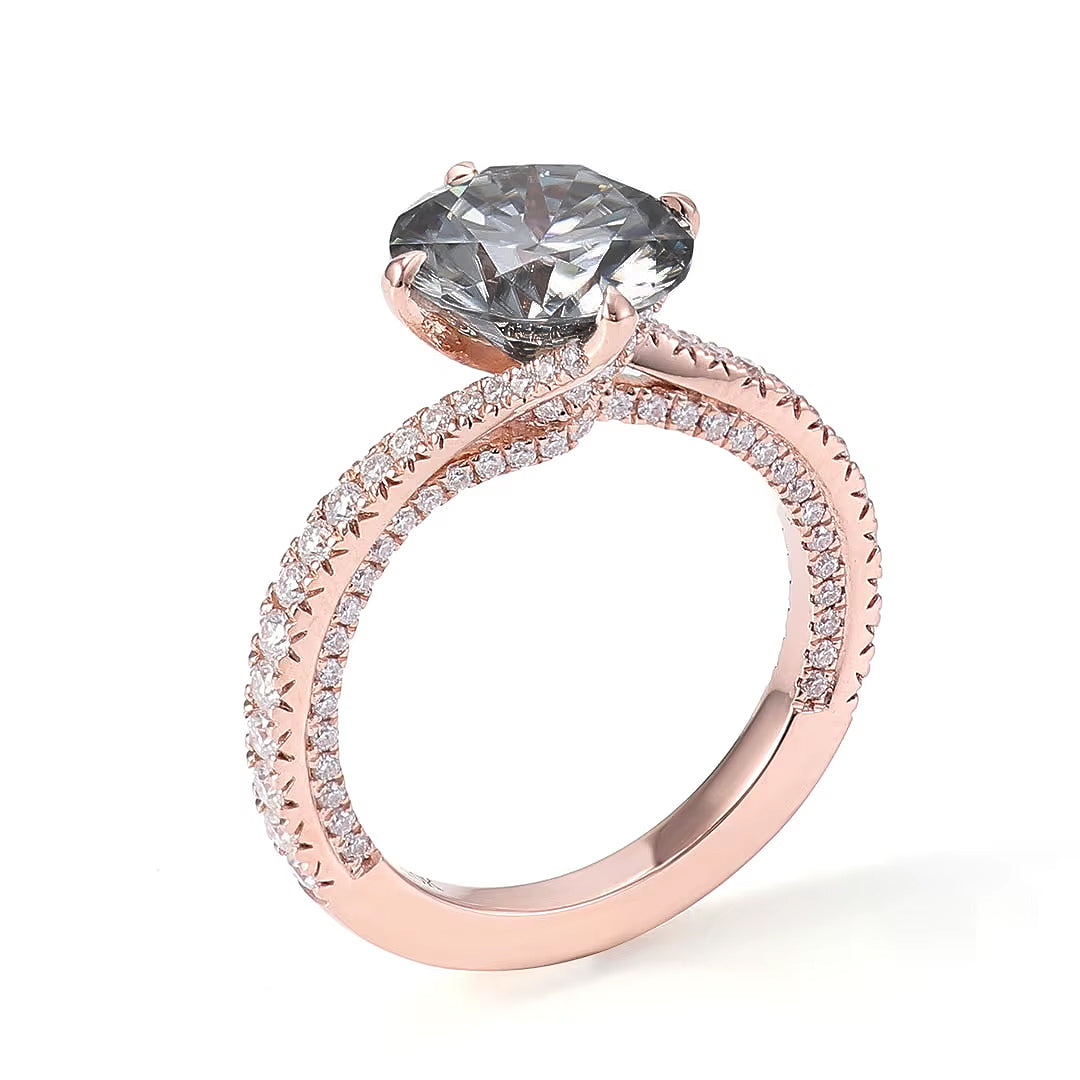 Ember Grey Moissanite Round-Cut Ring