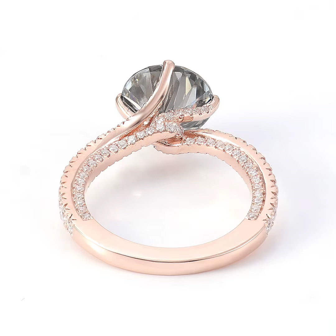 Ember Grey Moissanite Round-Cut Ring