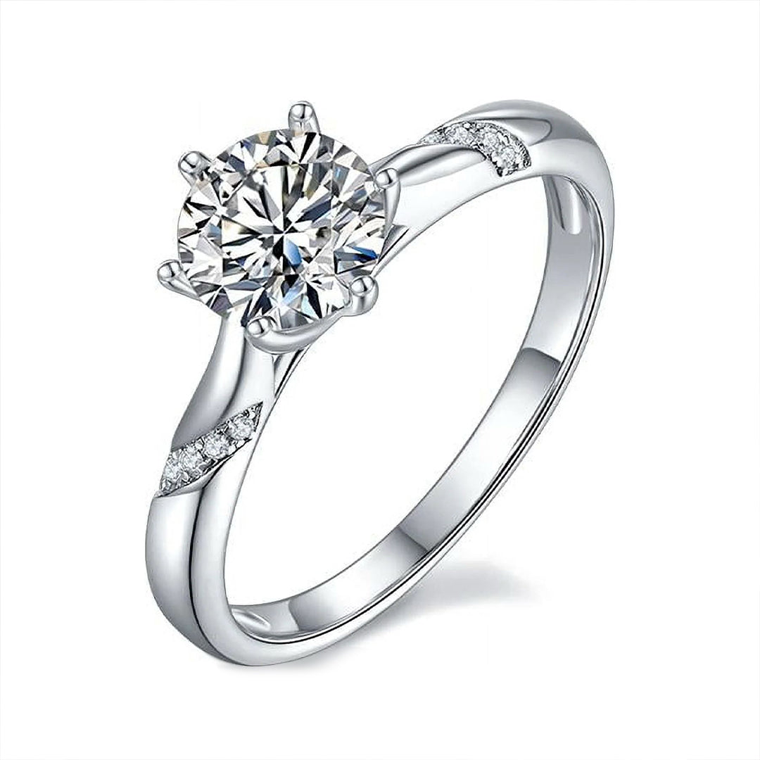 Celestine Round-Cut Six Prong Moissanite Ring