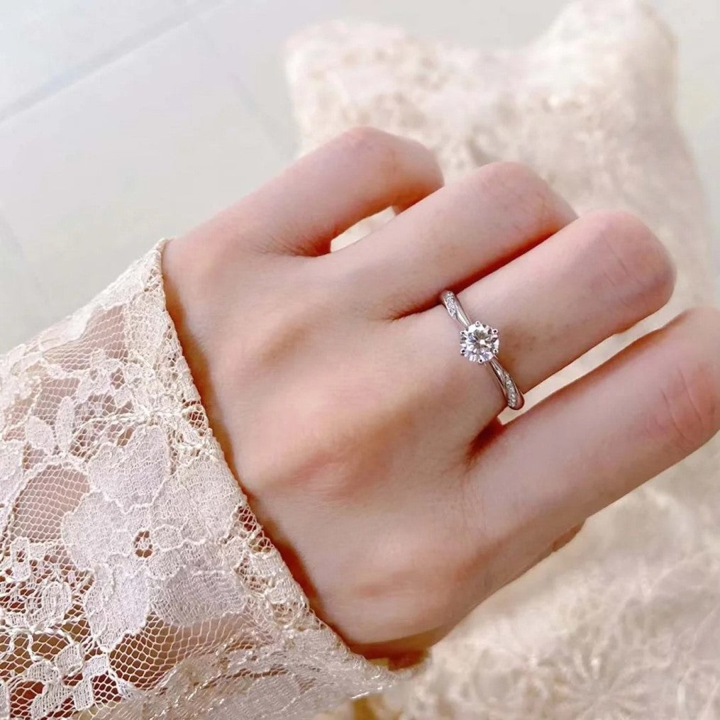 Celestine Round-Cut Six Prong Moissanite Ring