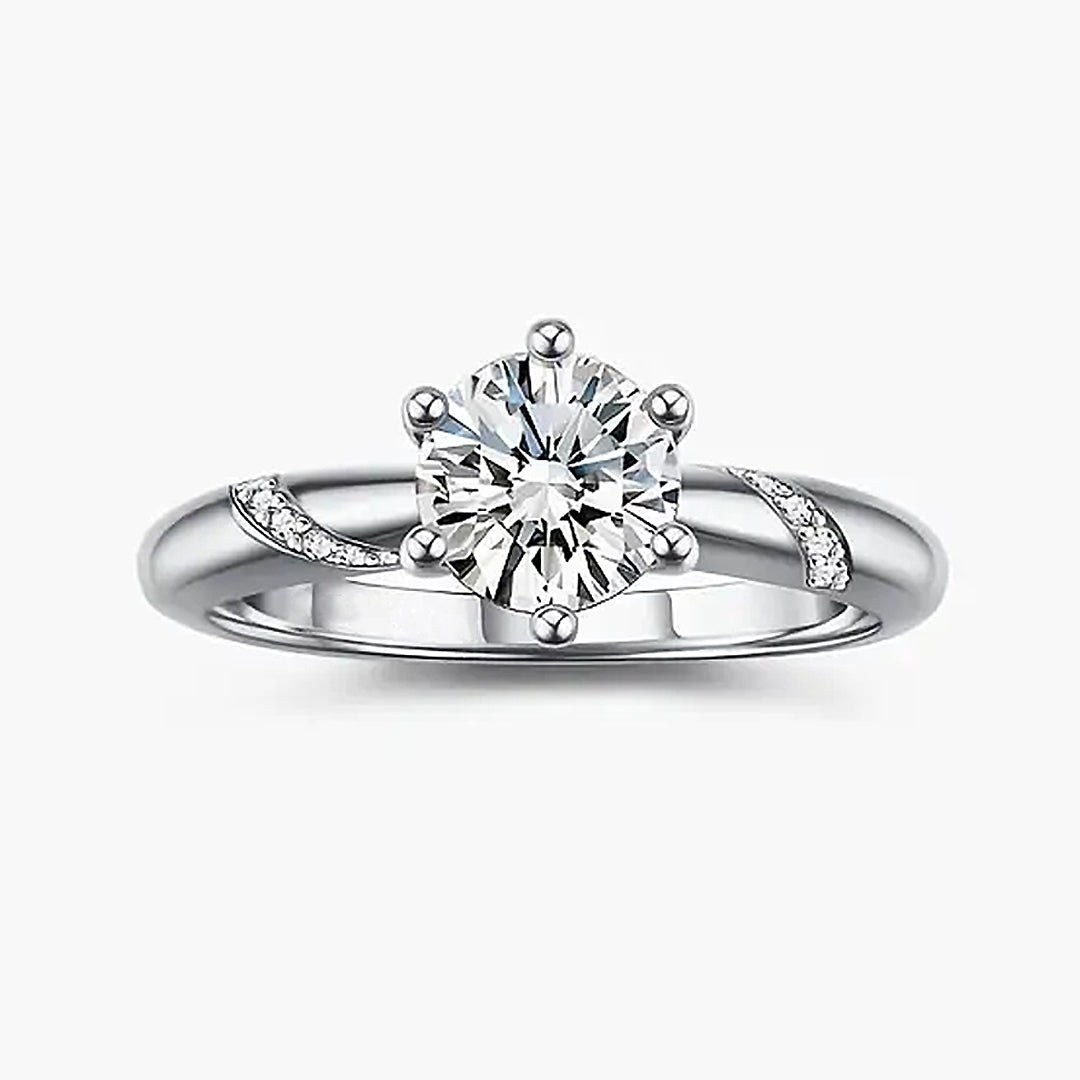 Celestine Round-Cut Six Prong Moissanite Ring