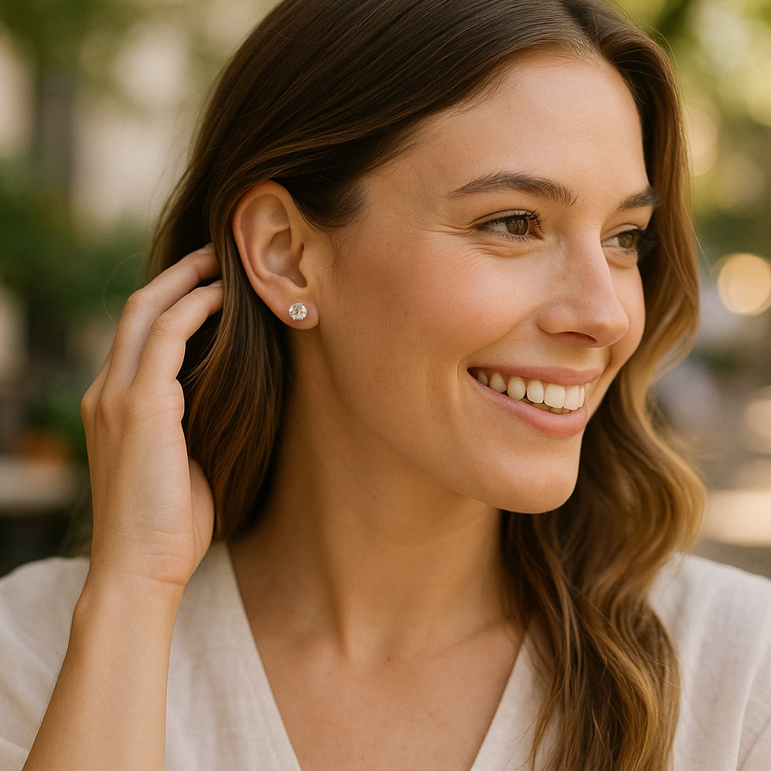Celestia Moissanite Round-Cut Stud Earrings